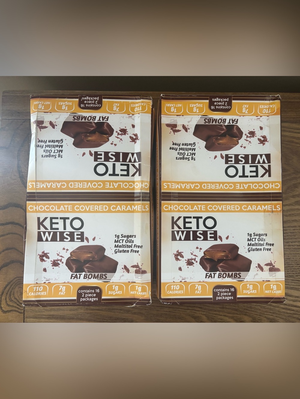 NWT 2 Pk Keto Wise Fat Bombs Chocolate Covered Caramels SET 32 Total Gluten Free